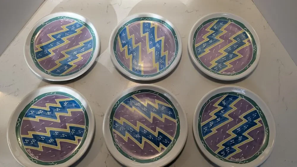 1987 Chaleur Judith Geiger Set Of 6 Salad Plates 8
